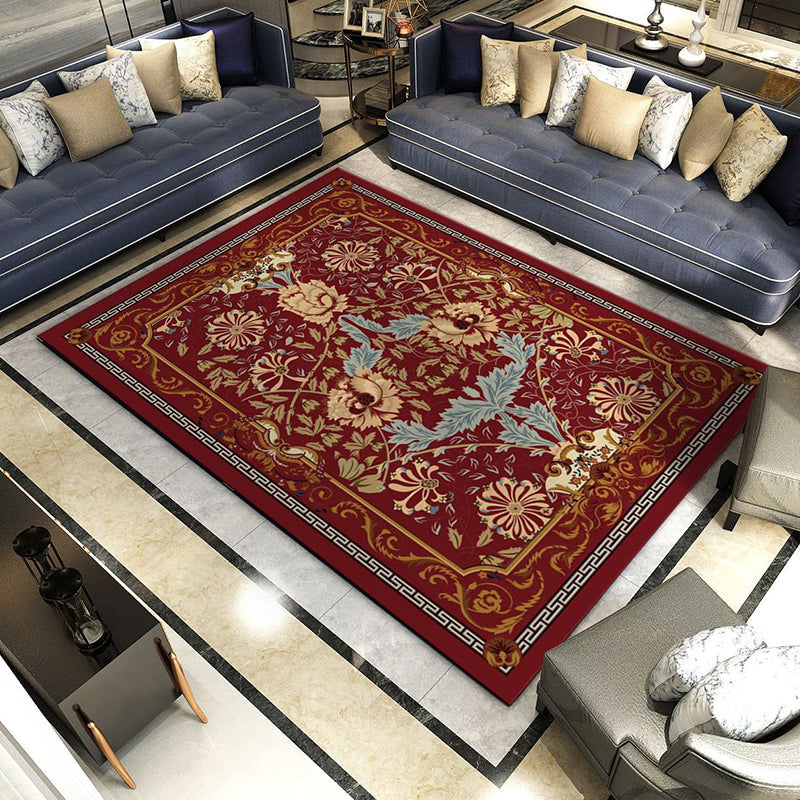BowLift | Retro Living Room Rug Multicolored Flower Print Rug Polypropylene Non-Slip Backing Pet-Friendly Rug