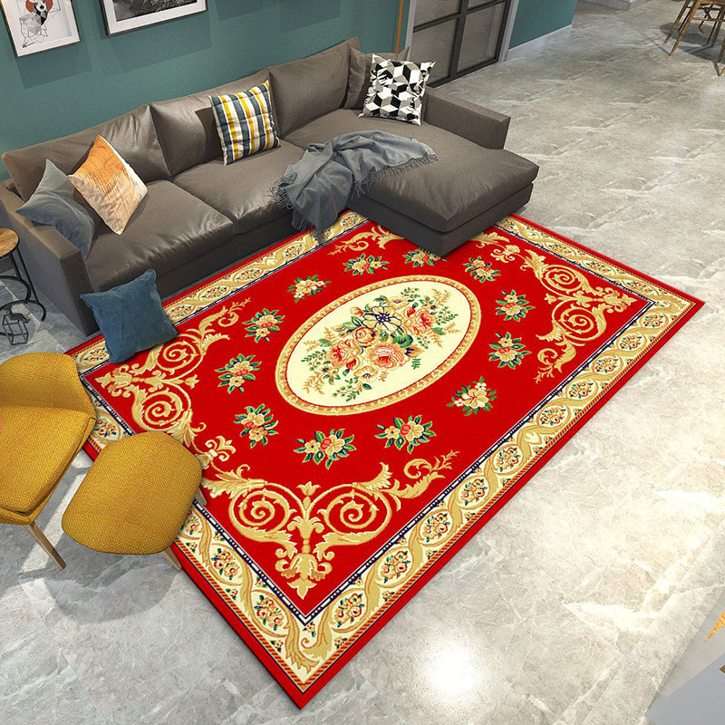 BowLift | Retro Living Room Rug Multicolored Flower Print Rug Polypropylene Non-Slip Backing Pet-Friendly Rug