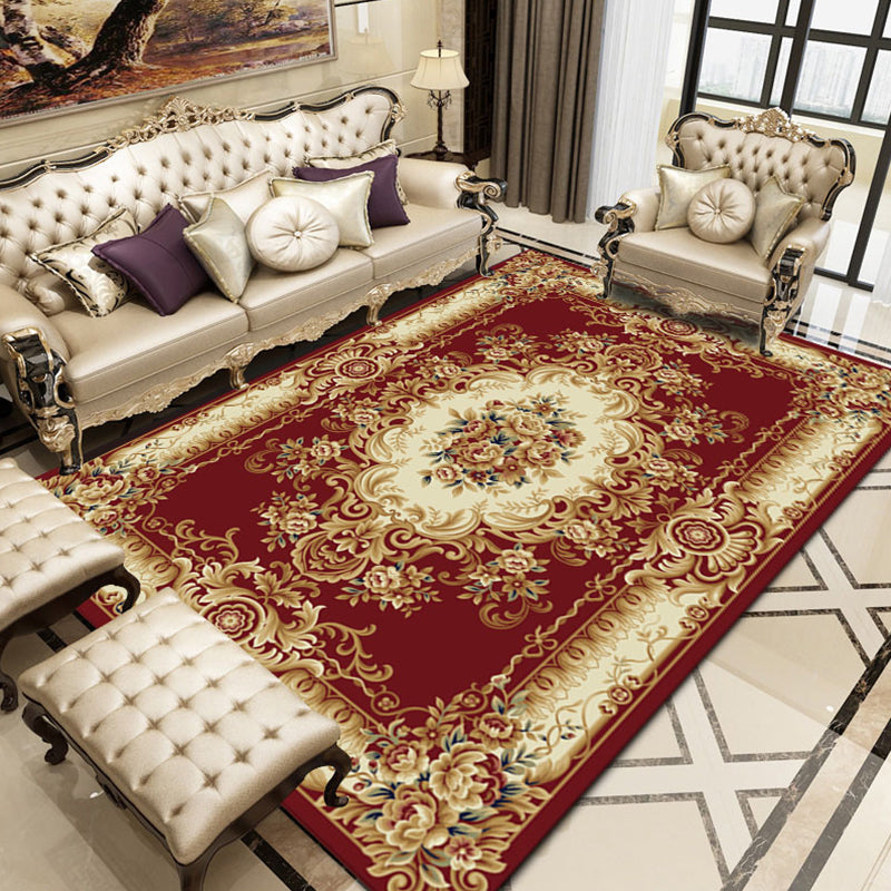 BowLift | Vintage Decorative Rug Multicolored Floral Print Polyester Area Rug Pet Friendly Stain Resistant Living Room Rug