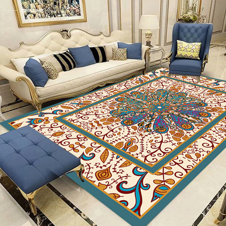 BowLift | Multicolor Shabby Chic Rug Polyester Floral Printed Area Rug Non-Slip Back Washable Rug for Living Room