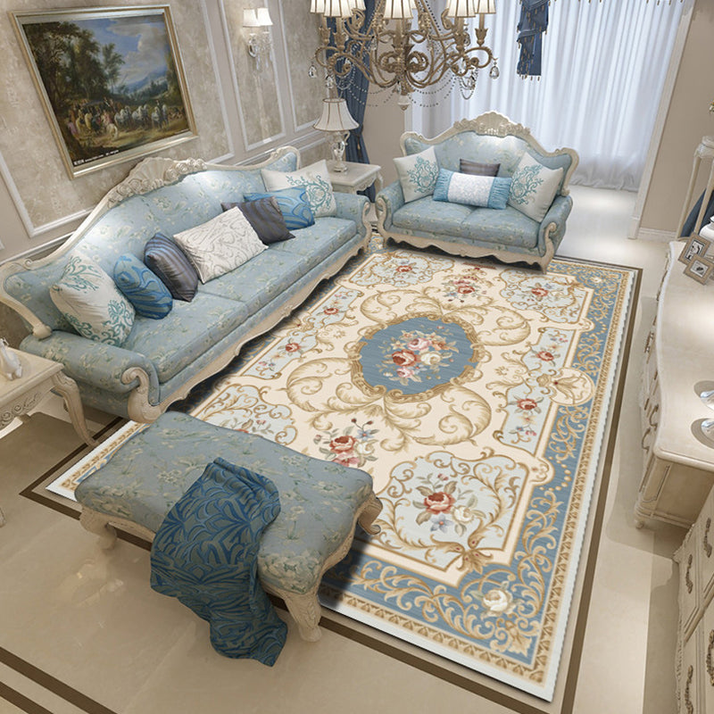 BowLift | Retro Living Room Carpet Multicolored Floral Pattern Indoor Carpet Polypropylene Non-Slip Machine Washable Carpet