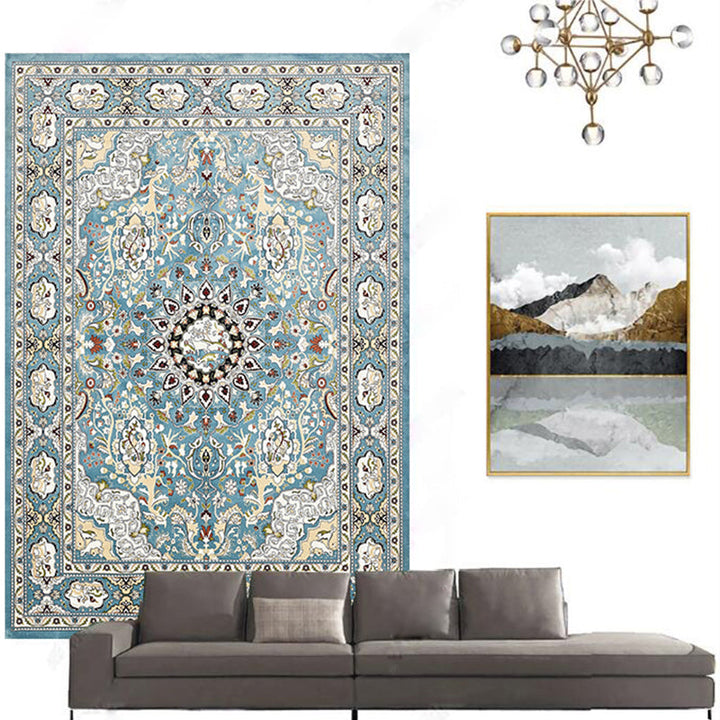 BowLift | Casual floral printed rug multicolored polypropylene indoor rug non-slip backing easy to care for rug for bedroom