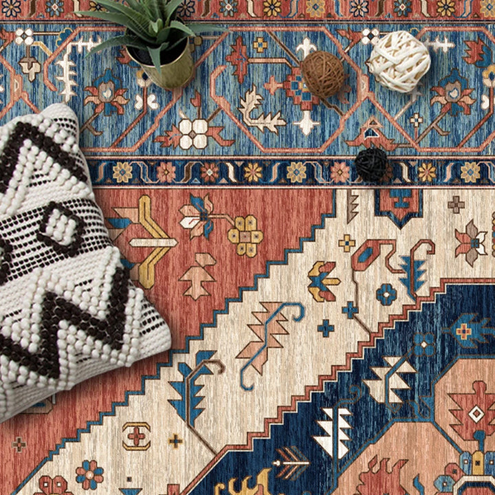 Moroccan Salon Rug Multicolor geometric pattern rug Polypropylene non-slip easy care rug | Bowlift
