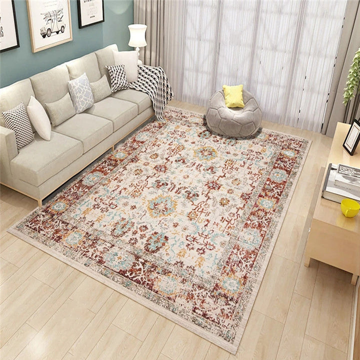 Western Living Room Rug Multi-Color Geo Print Area Rug Synthetic Non-Slip Back Pet-Friendly Rug | Bowlift