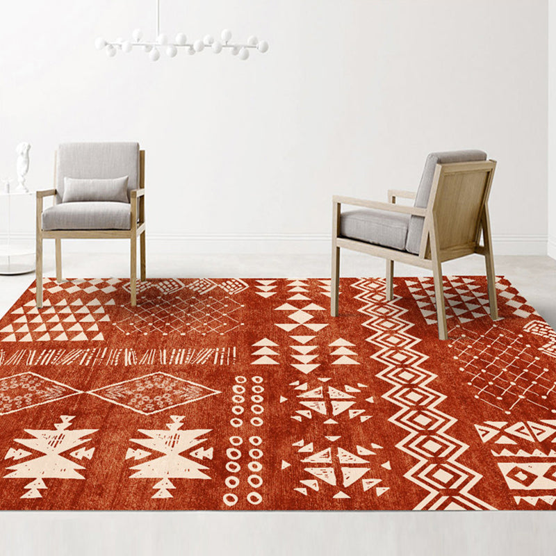 Western Living Room Rug Multi-Color Geo Print Area Rug Synthetic Non-Slip Back Pet-Friendly Rug | Bowlift