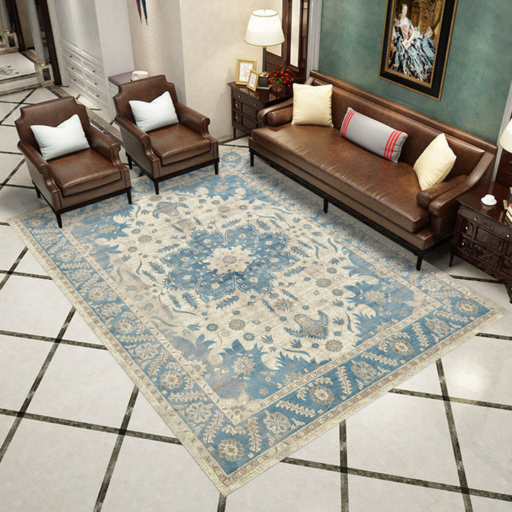 Western Living Room Rug Multi-Color Geo Print Area Rug Synthetic Non-Slip Back Pet-Friendly Rug | Bowlift