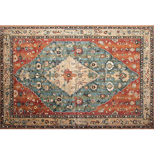 Western Living Room Rug Multi-Color Geo Print Area Rug Synthetic Non-Slip Back Pet-Friendly Rug | Bowlift