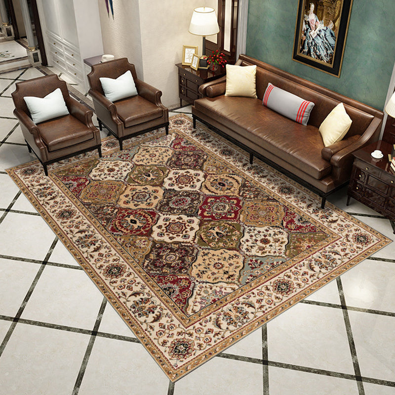 Western Living Room Rug Multi-Color Geo Print Area Rug Synthetic Non-Slip Back Pet-Friendly Rug | Bowlift