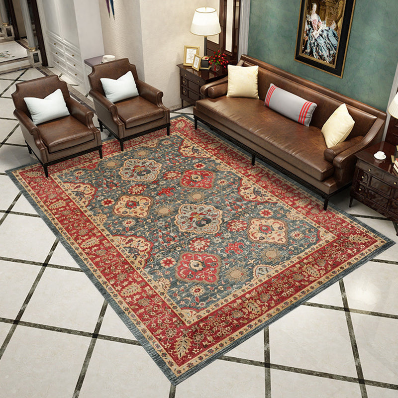 Western Living Room Rug Multi-Color Geo Print Area Rug Synthetic Non-Slip Back Pet-Friendly Rug | Bowlift