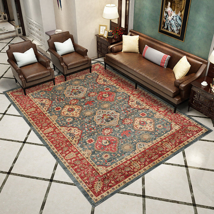 Western Living Room Rug Multi-Color Geo Print Area Rug Synthetic Non-Slip Back Pet-Friendly Rug | Bowlift