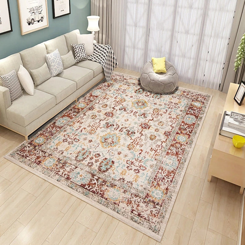 Western Living Room Rug Multi-Color Geo Print Area Rug Synthetic Non-Slip Back Pet-Friendly Rug | Bowlift