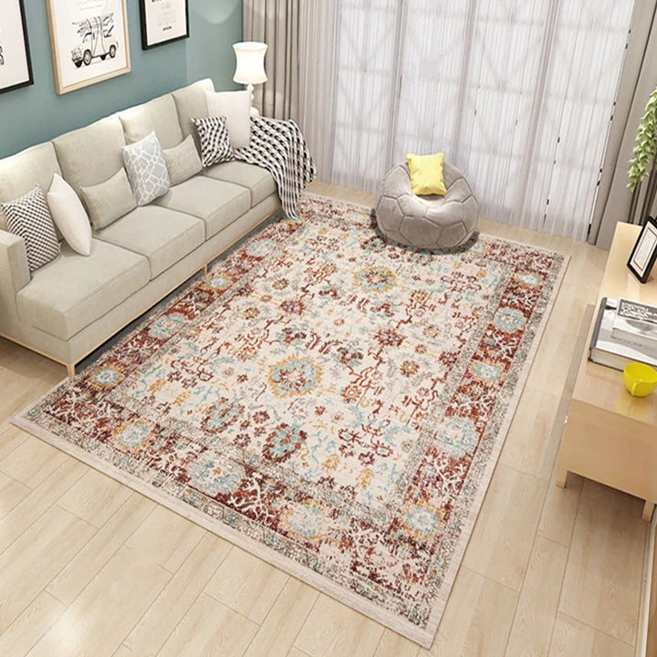 Western Living Room Rug Multi-Color Geo Print Area Rug Synthetic Non-Slip Back Pet-Friendly Rug | Bowlift