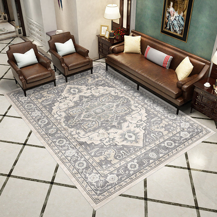 Western Living Room Rug Multi-Color Geo Print Area Rug Synthetic Non-Slip Back Pet-Friendly Rug | Bowlift