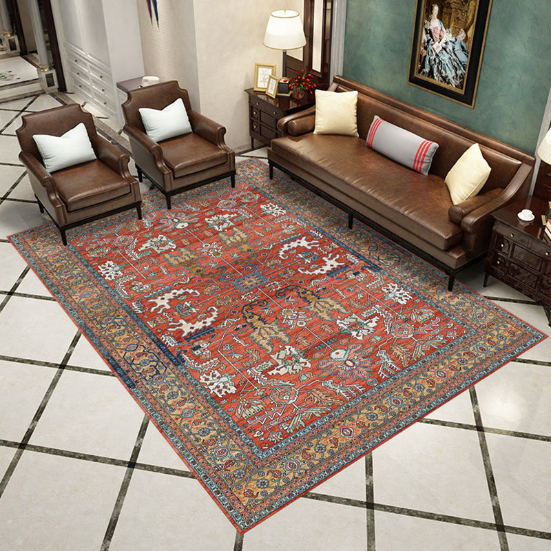 Western Living Room Rug Multi-Color Geo Print Area Rug Synthetic Non-Slip Back Pet-Friendly Rug | Bowlift