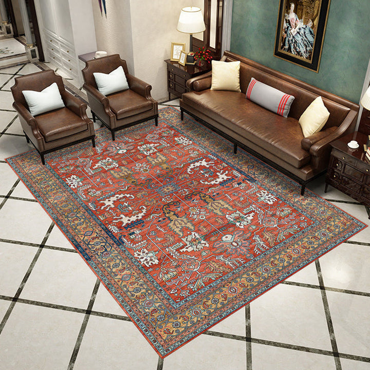 Western Living Room Rug Multi-Color Geo Print Area Rug Synthetic Non-Slip Back Pet-Friendly Rug | Bowlift