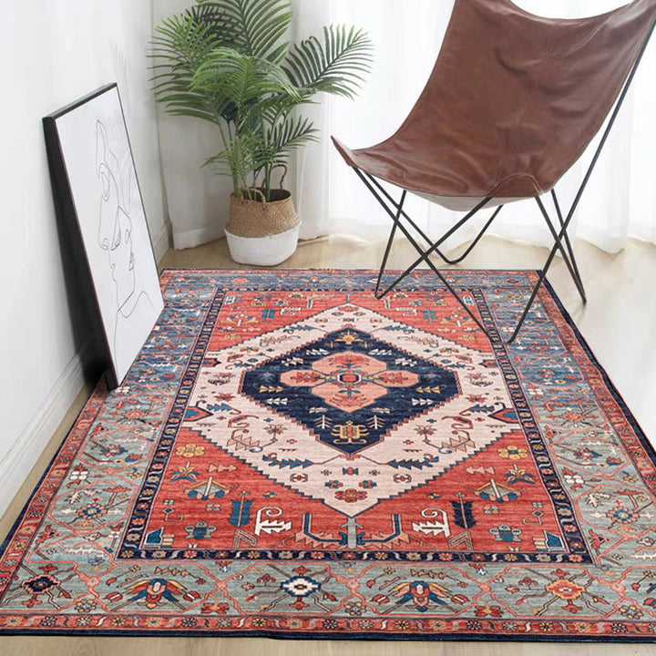 Lässiger Shabby Chic Teppich Bunt Geometrisches Muster Teppich Rutschfeste Rückseite Fleckenresistenter Teppich für den Raum | Bowlift