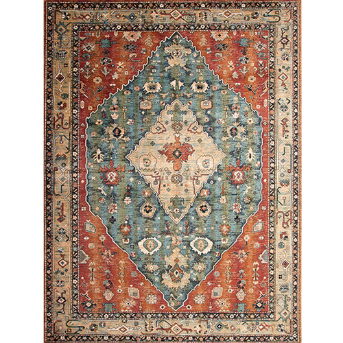 Lässiger Shabby Chic Teppich Bunt Geometrisches Muster Teppich Rutschfeste Rückseite Fleckenresistenter Teppich für den Raum | Bowlift