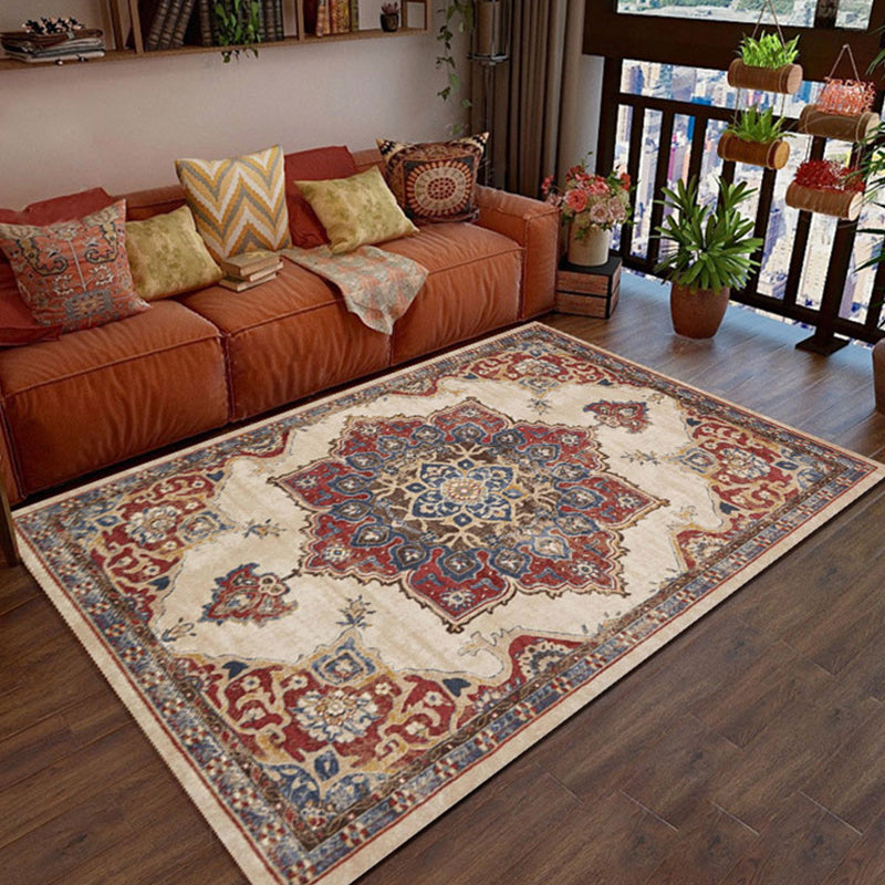 Lässiger Shabby Chic Teppich Bunt Geometrisches Muster Teppich Rutschfeste Rückseite Fleckenresistenter Teppich für den Raum | Bowlift