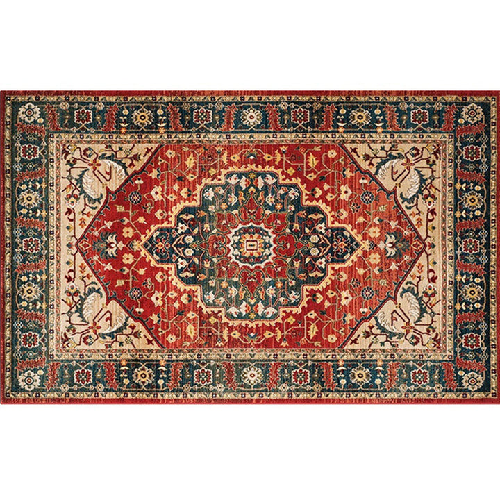 BowLift | Retro geometric pattern carpet multicolored synthetic area carpet non-slip pet-friendly washable carpet for room