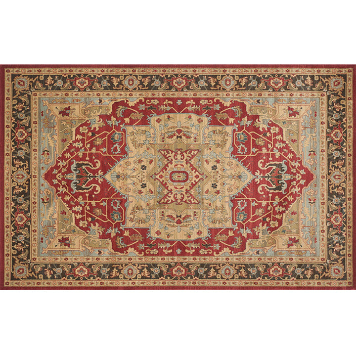 BowLift | Retro geometric pattern carpet multicolored synthetic area carpet non-slip pet-friendly washable carpet for room