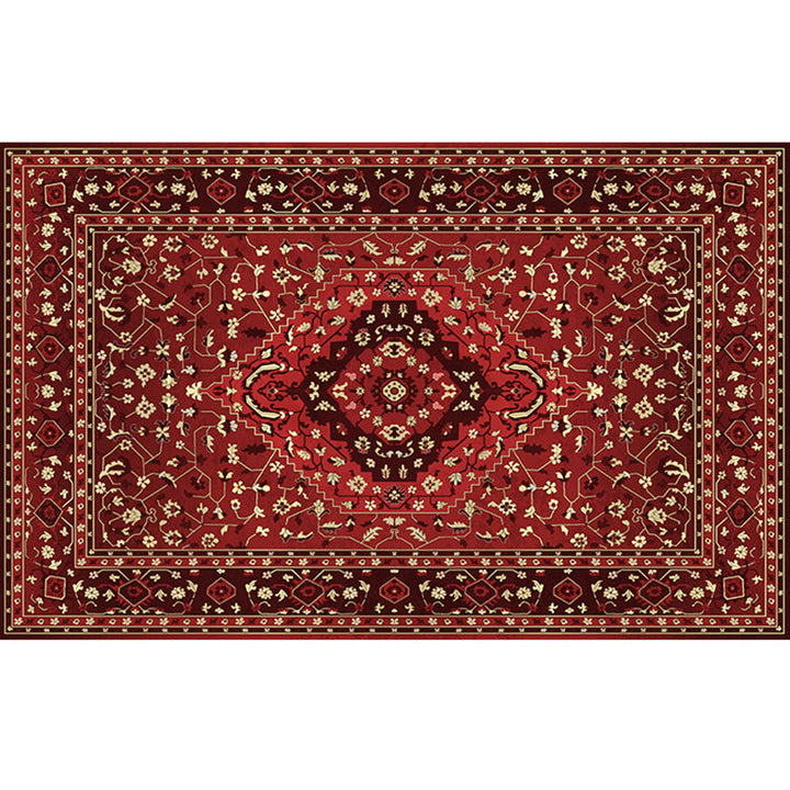 BowLift | Retro geometric pattern carpet multicolored synthetic area carpet non-slip pet-friendly washable carpet for room