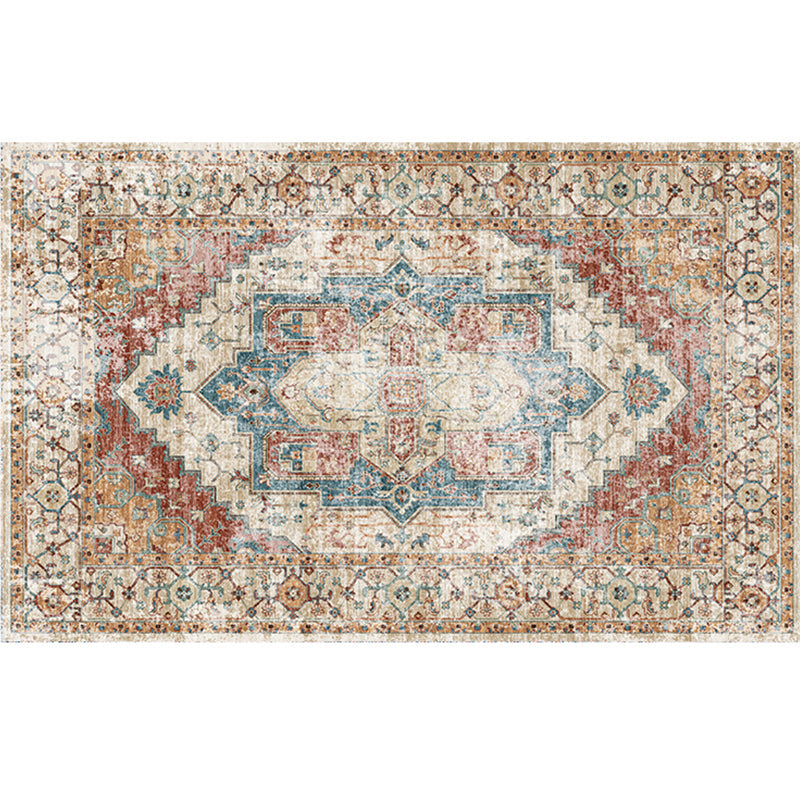 BowLift | Retro geometric pattern carpet multicolored synthetic area carpet non-slip pet-friendly washable carpet for room
