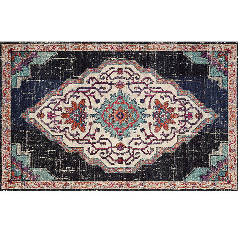 BowLift | Retro geometric pattern carpet multicolored synthetic area carpet non-slip pet-friendly washable carpet for room
