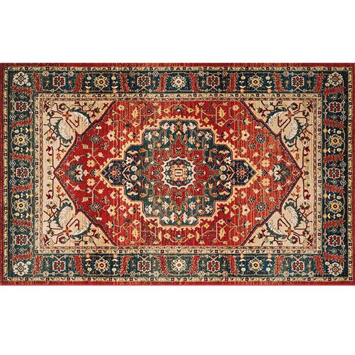 BowLift | Retro geometric pattern carpet multicolored synthetic area carpet non-slip pet-friendly washable carpet for room