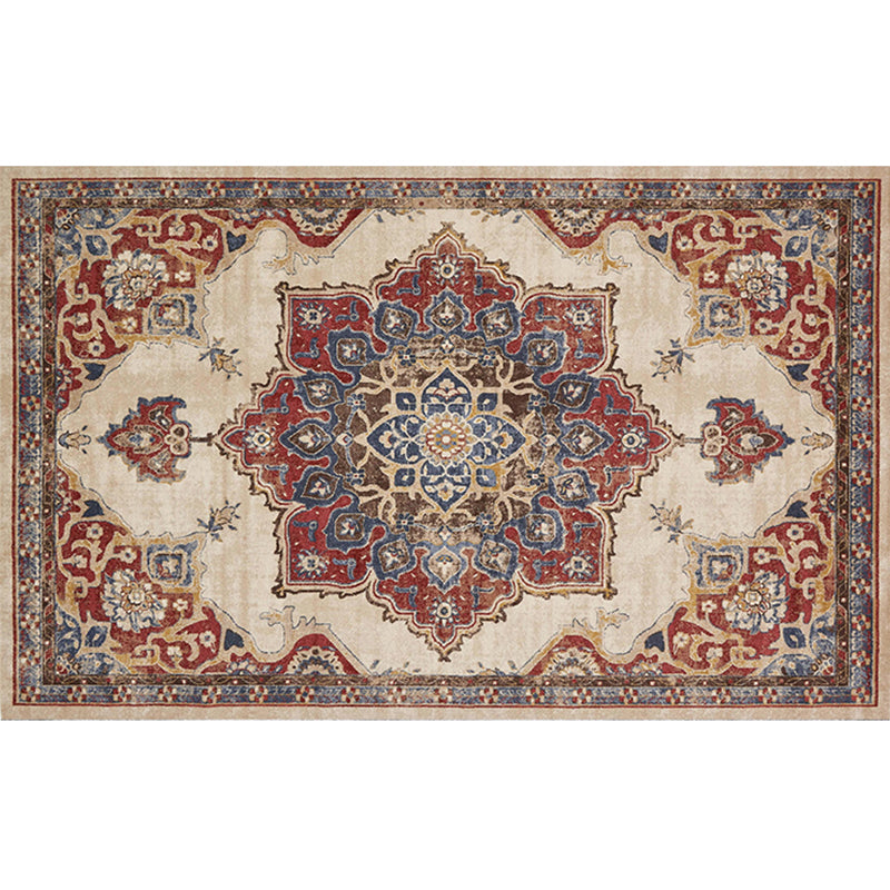 BowLift | Retro geometric pattern carpet multicolored synthetic area carpet non-slip pet-friendly washable carpet for room