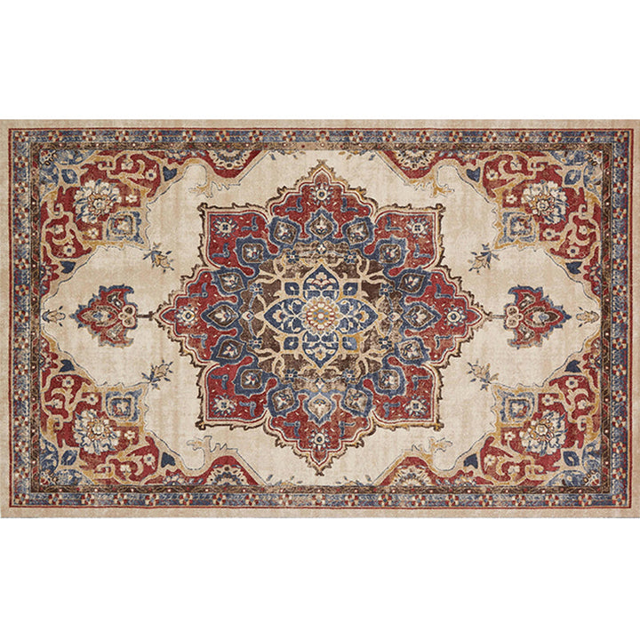 BowLift | Retro geometric pattern carpet multicolored synthetic area carpet non-slip pet-friendly washable carpet for room