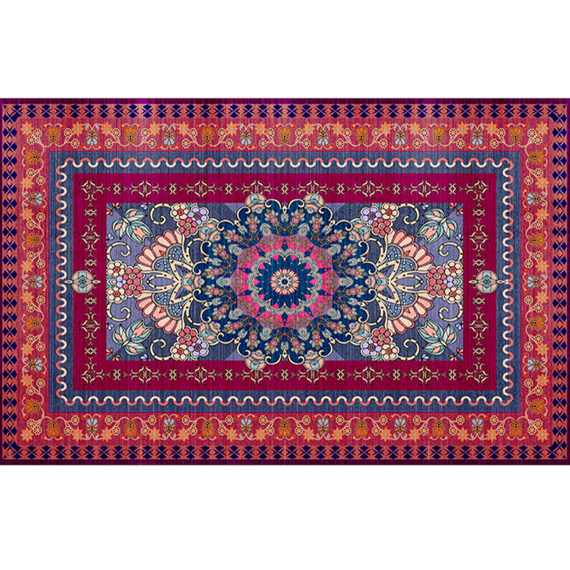 BowLift | Retro geometric pattern carpet multicolored synthetic area carpet non-slip pet-friendly washable carpet for room
