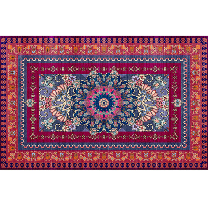 BowLift | Retro geometric pattern carpet multicolored synthetic area carpet non-slip pet-friendly washable carpet for room