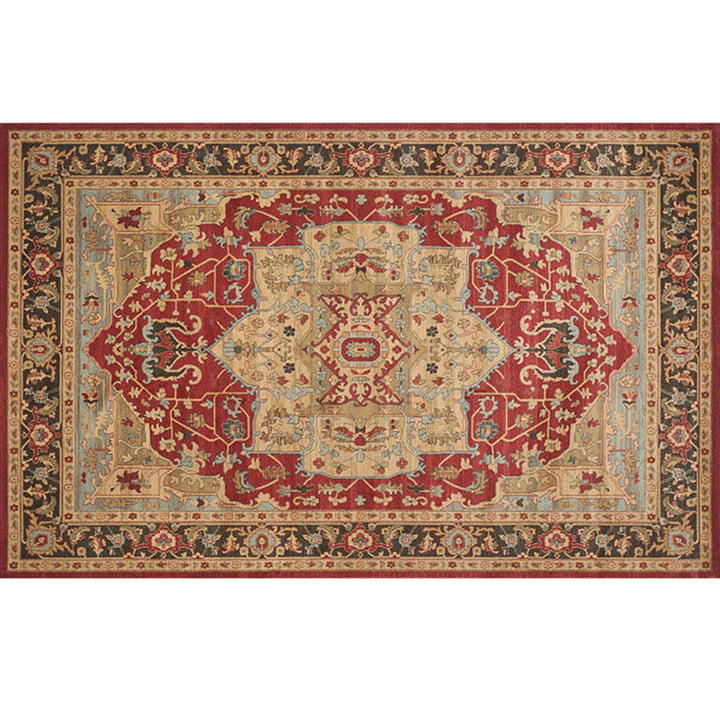 BowLift | Retro geometric pattern carpet multicolored synthetic area carpet non-slip pet-friendly washable carpet for room