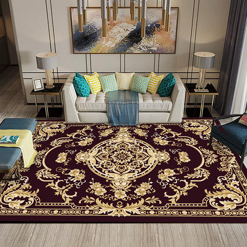 BowLift | Chinese Living Room Rug Multicolored Geometric Printed Area Rug Polyester Non-Slip Pet-Friendly Indoor Rug