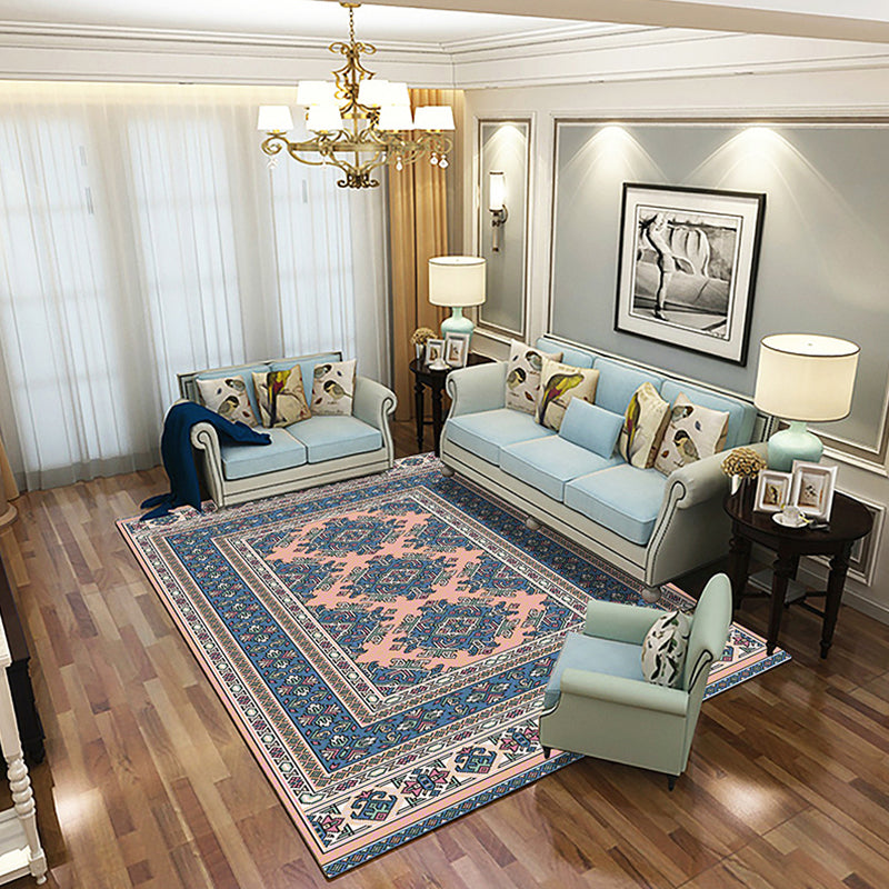 BowLift | Chinese Living Room Rug Multicolored Geometric Printed Area Rug Polyester Non-Slip Pet-Friendly Indoor Rug