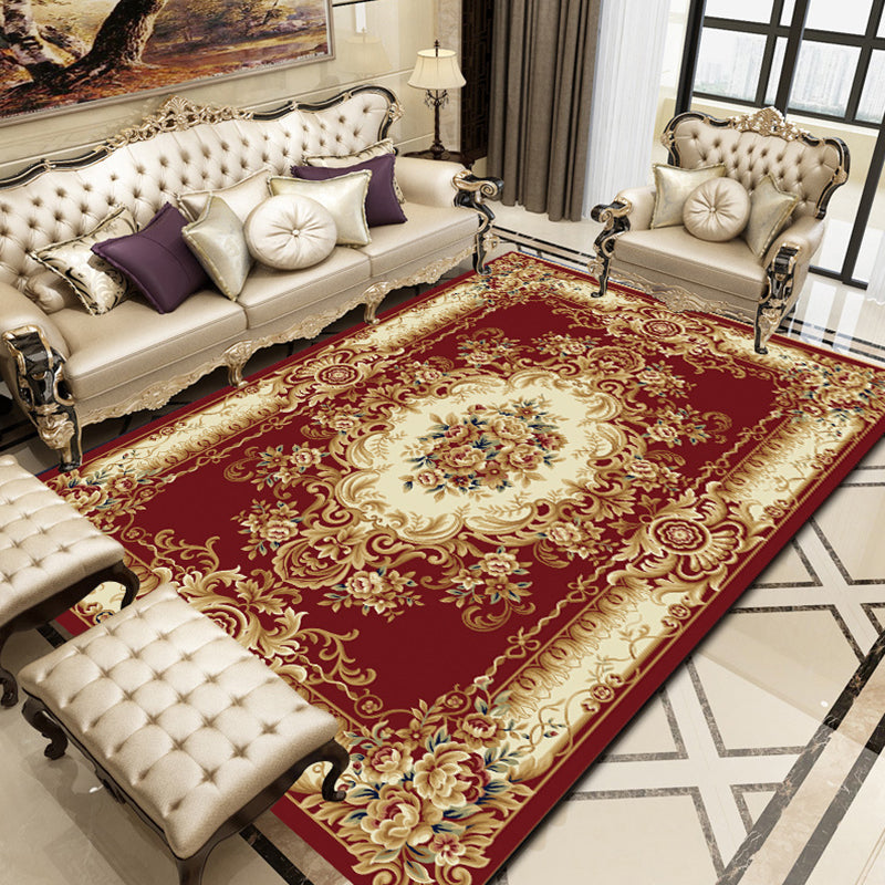 BowLift | Retro Floral Printed Rug Multicolor Synthetic Rug Non-Slip Back Machine Washable Indoor Rug for the Living Room