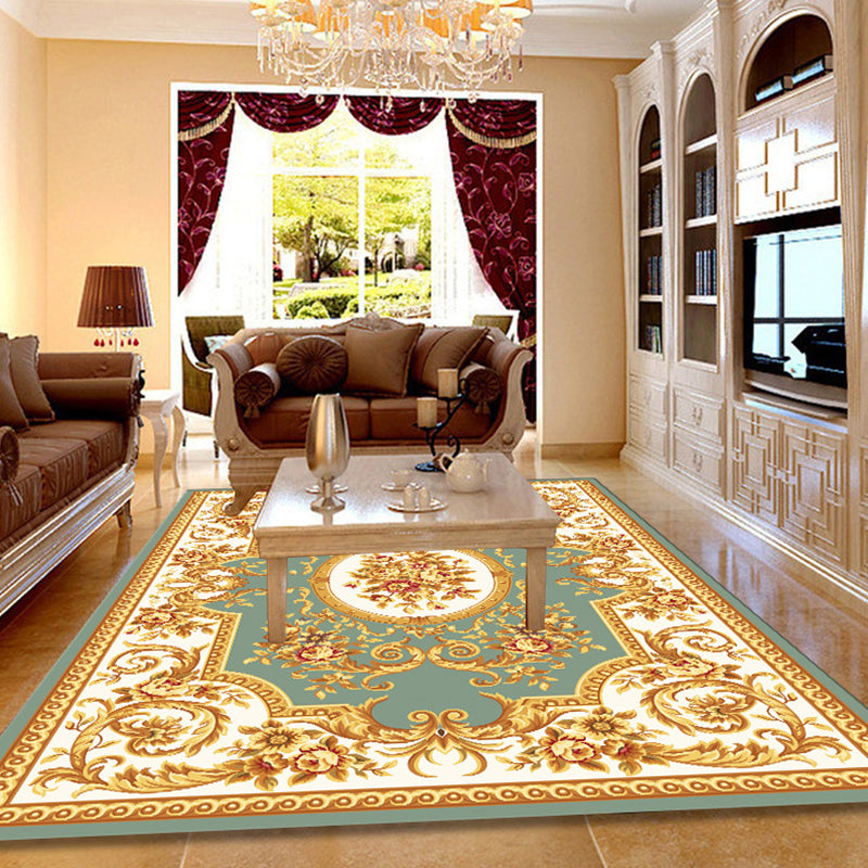 BowLift | Retro Floral Printed Rug Multicolor Synthetic Rug Non-Slip Back Machine Washable Indoor Rug for the Living Room