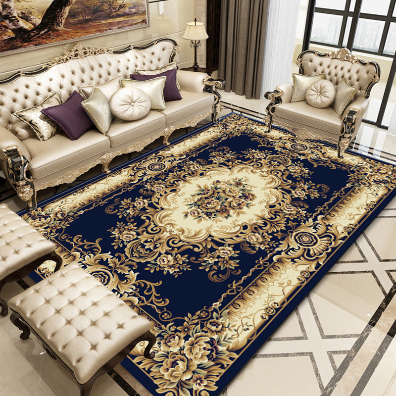BowLift | Retro Floral Printed Rug Multicolor Synthetic Rug Non-Slip Back Machine Washable Indoor Rug for the Living Room