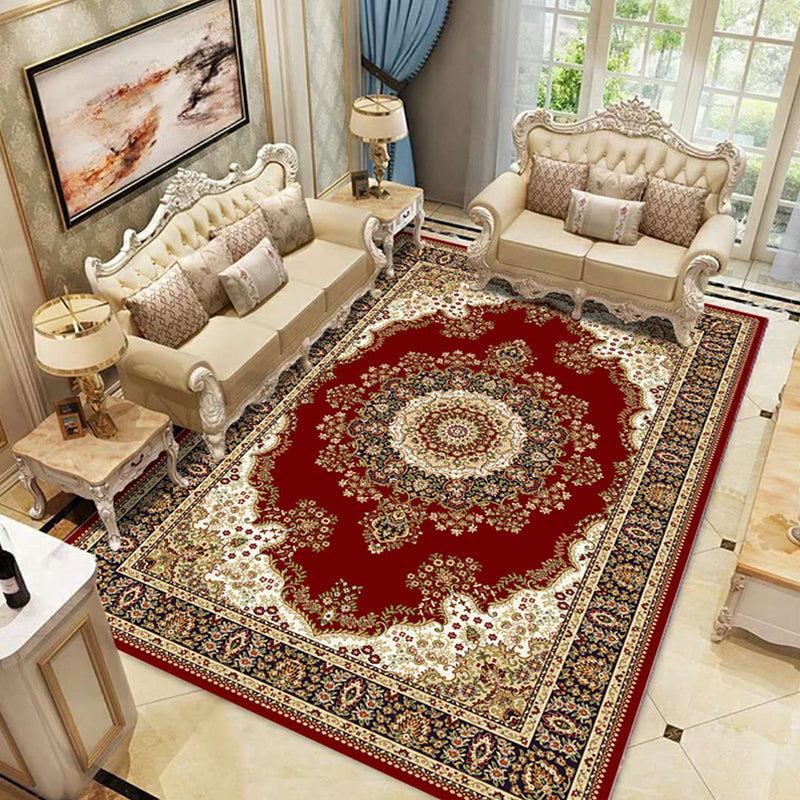 BowLift | Multicolored Living Room Rug Olden Floral Print Rug Polyester Non-slip Machine washable Rug