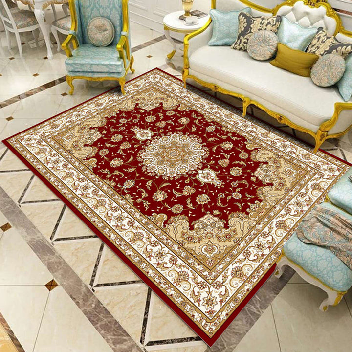 BowLift | Multicolored Living Room Rug Olden Floral Print Rug Polyester Non-slip Machine washable Rug