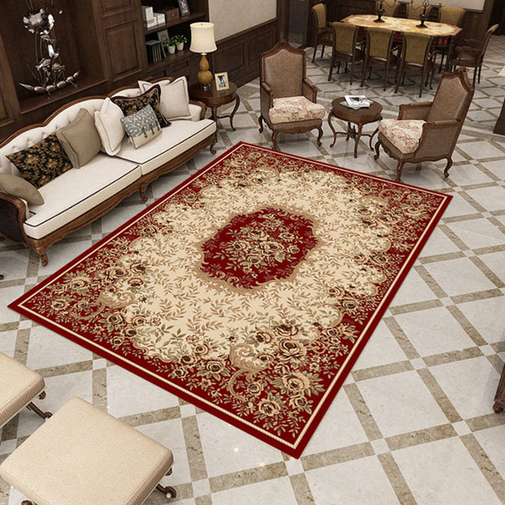 BowLift | Multicolored Living Room Rug Olden Floral Print Rug Polyester Non-slip Machine washable Rug