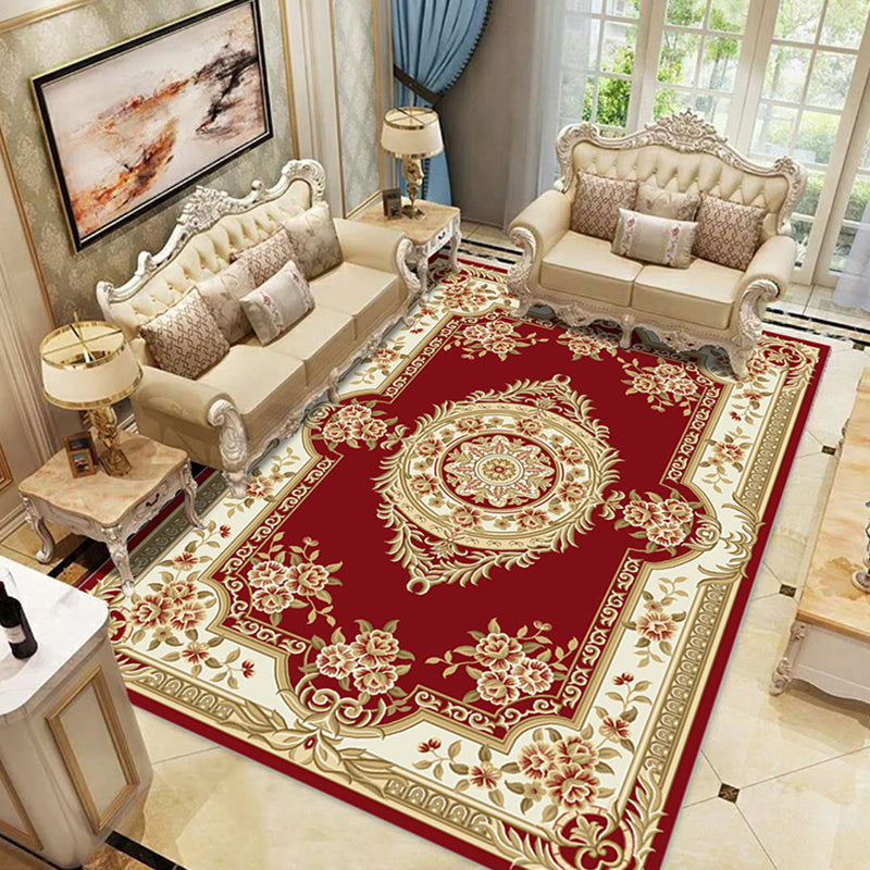 BowLift | Multicolored Living Room Rug Olden Floral Print Rug Polyester Non-slip Machine washable Rug