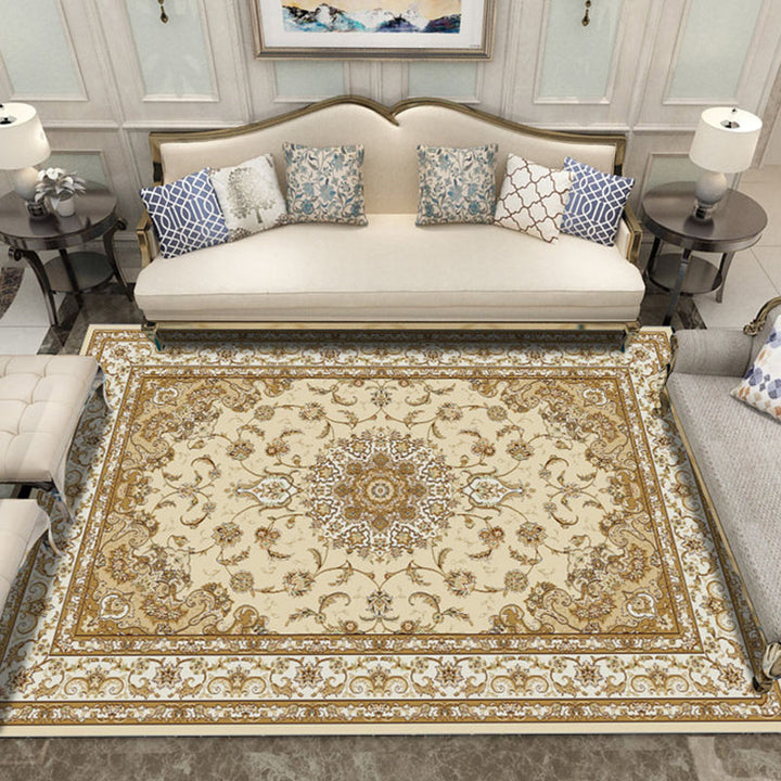 BowLift | Multicolored Living Room Rug Olden Floral Print Rug Polyester Non-slip Machine washable Rug