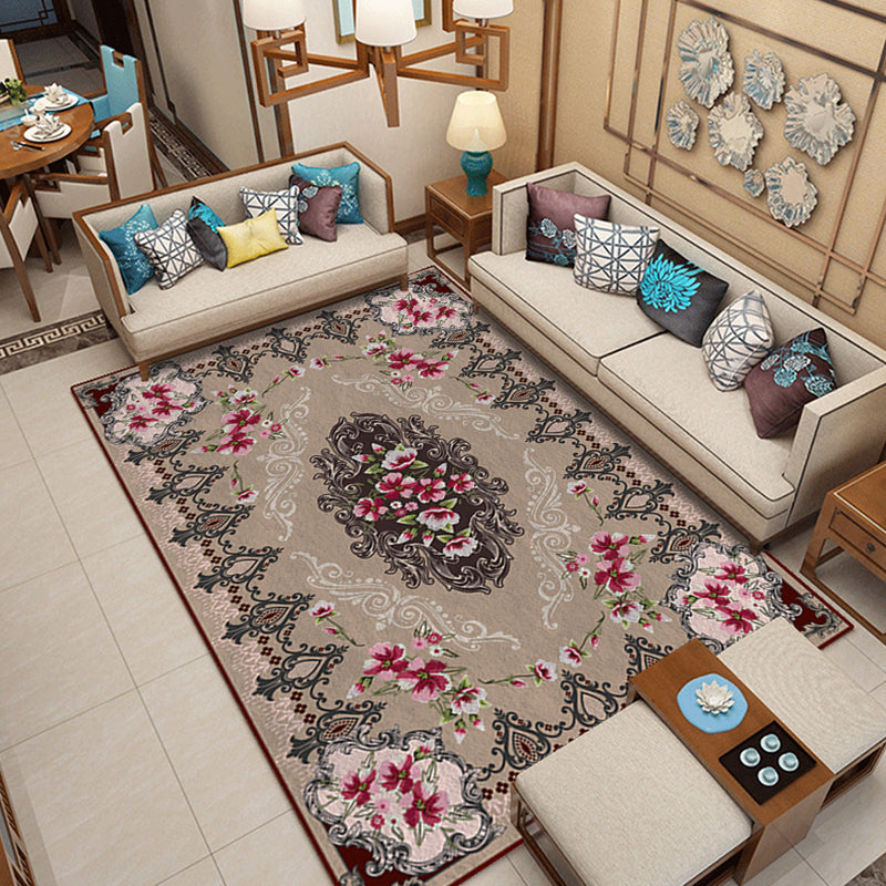 BowLift | Classic printed rug with floral pattern multicolored indoor rug non-slip backing pet-friendly rug
