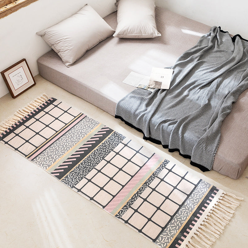 Modern Bedroom Rug Multicolored Geometric Pattern Rug Made of Cotton Pet Friendly Machine Washable Indoor Rug | Bowlift