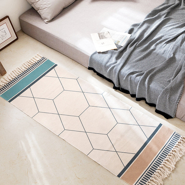 Modern Bedroom Rug Multicolored Geometric Pattern Rug Made of Cotton Pet Friendly Machine Washable Indoor Rug | Bowlift