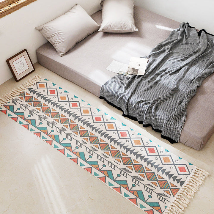 Modern Bedroom Rug Multicolored Geometric Pattern Rug Made of Cotton Pet Friendly Machine Washable Indoor Rug | Bowlift