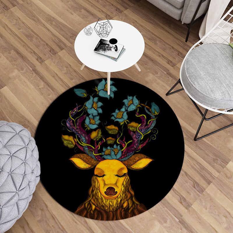 Modern living room rug Multicolored rug with animal print Polyester Non-slip backing Easy-care rug | Bowlift