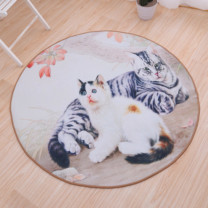 Sweet Bedroom Rug Multicolored Animal Print Rug PVC Easy Care Stain Resistant Indoor Rug | Bowlift