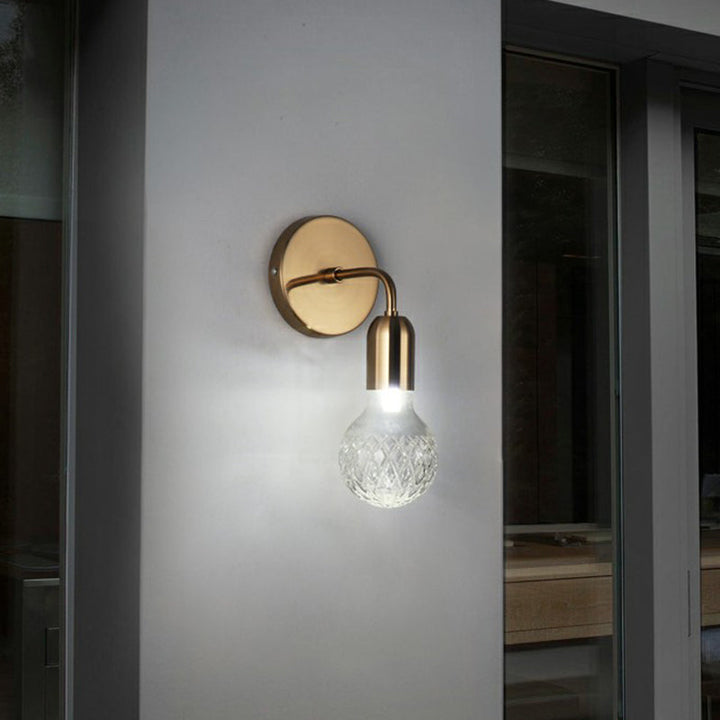 BowLift | Industrial Style Bulb-Shaped Wall Lamp Single Pane Glass Wall Lamp Fixture in Brass